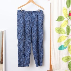 Eileen Fisher blue paisley trousers
